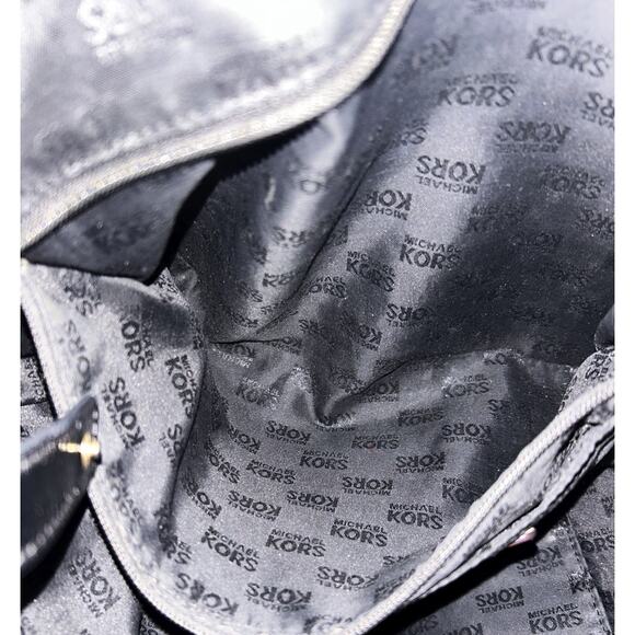 Michael Kors Jet Set Leather Mirror Metallic Signature Black Tote Large - Picture 11 of 11